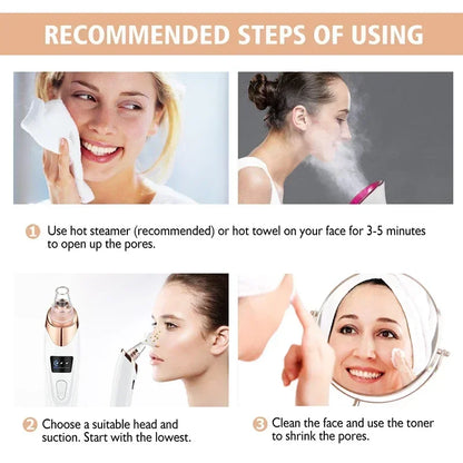 Blackhead Remover Vacuum Suction USB Rechargeable Facial Pore Cleaner Spot Acne Pimple Black Head Extractor Skin Care Tool Kit