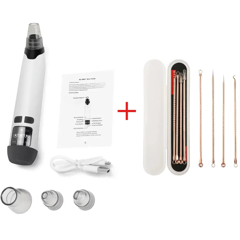 Blackhead Remover Vacuum Suction USB Rechargeable Facial Pore Cleaner Spot Acne Pimple Black Head Extractor Skin Care Tool Kit