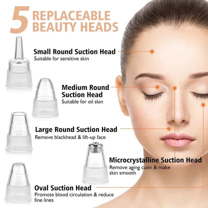 Blackhead Remover Vacuum Suction USB Rechargeable Facial Pore Cleaner Spot Acne Pimple Black Head Extractor Skin Care Tool Kit