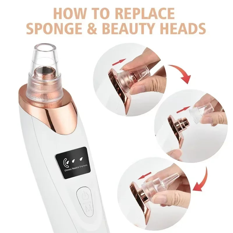 Blackhead Remover Vacuum Suction USB Rechargeable Facial Pore Cleaner Spot Acne Pimple Black Head Extractor Skin Care Tool Kit